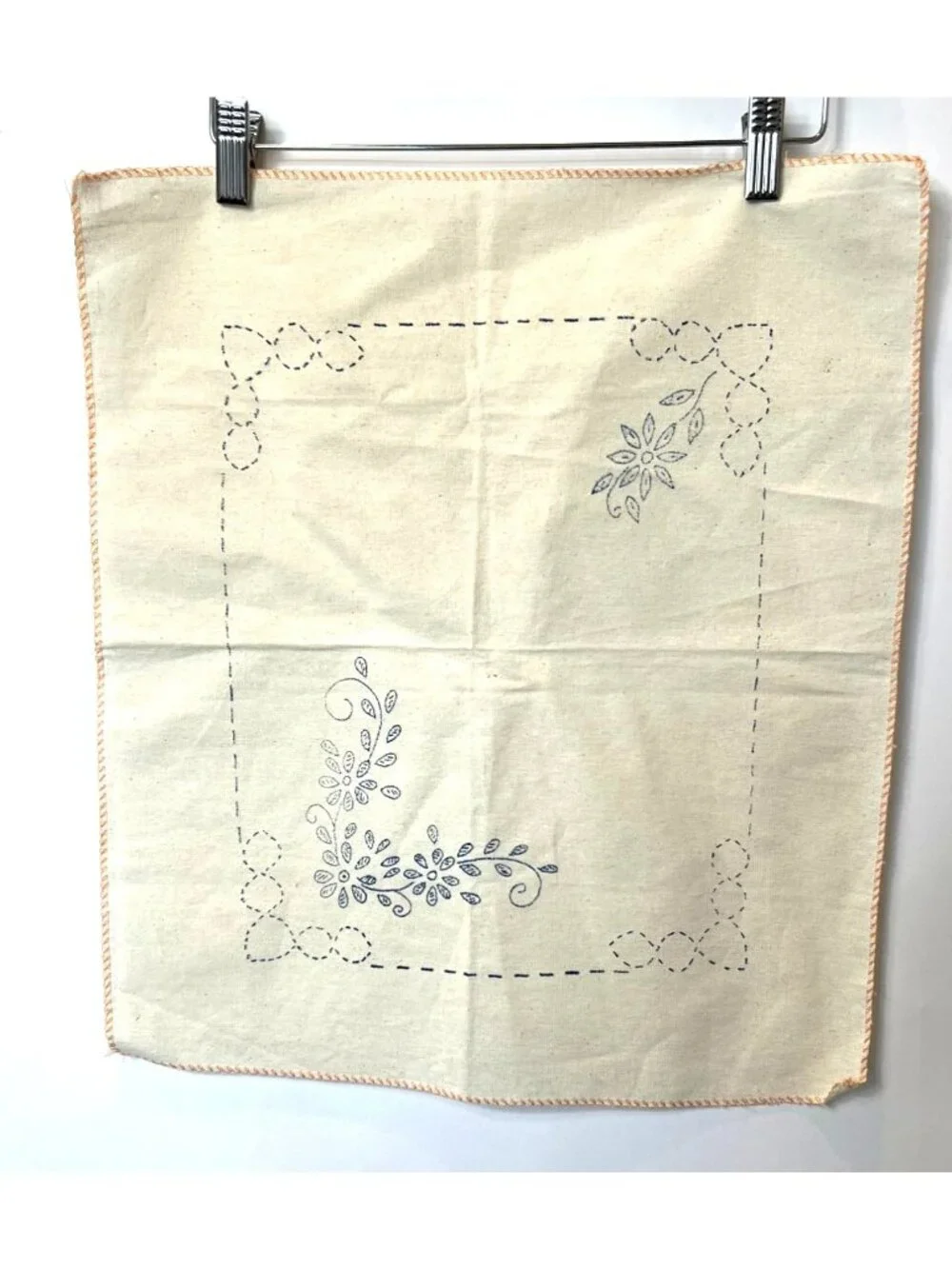 Set Of 4 Unfinished Cross Stitch Embroidered Linen Napkins 17